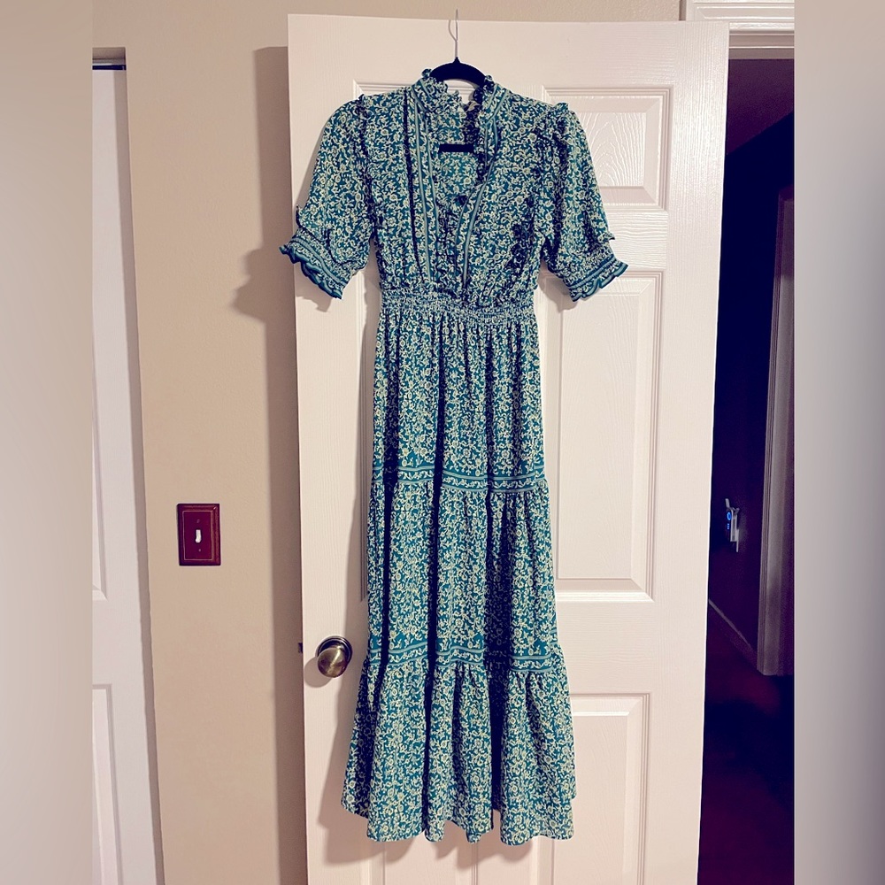 Max Studio Teal Floral Maxi Dress